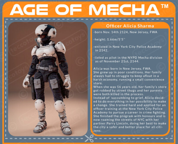 AOMAF009_003.jpg Age Of Mecha™ Officer Alicia Sharma (action figure kit print file)