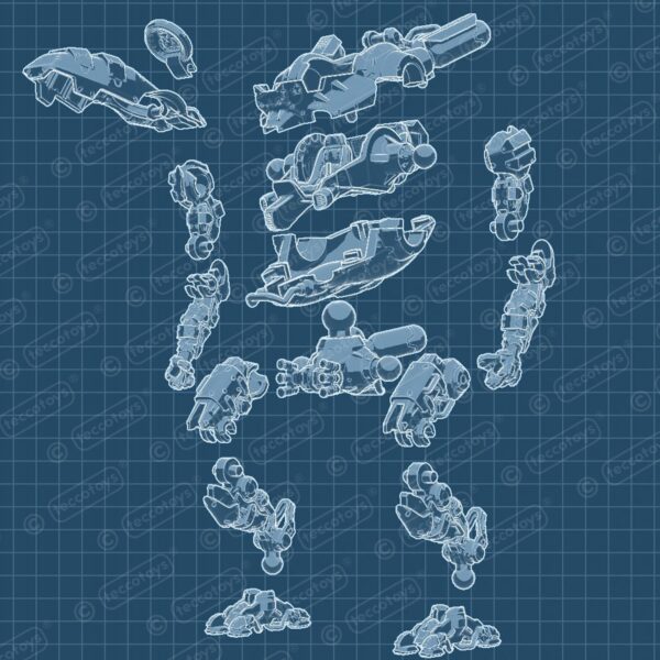 AOMPM002_assembly.jpg Pocket Mech™ Heavy 3D printable action figure file (pre-supported)